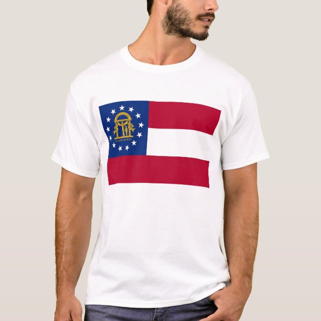 T-shirt T Chemise avec Drapeau de Géorgie Etat USA (Devant)