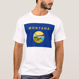 T-shirt T Chemise avec Drapeau de Montana Etat USA