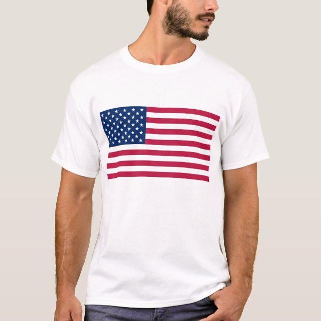T-shirt T Chemise avec Drapeau des USA (Devant)