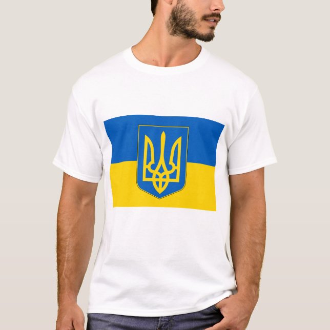 T-shirt T Chemise avec drapeau d'Ukraine (Devant)