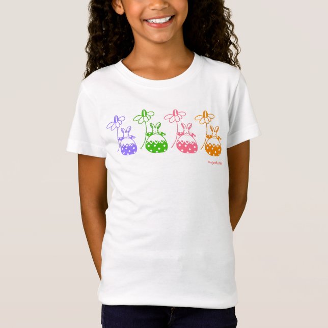 T-Shirt t de fille de lapin de marguerite (Devant)