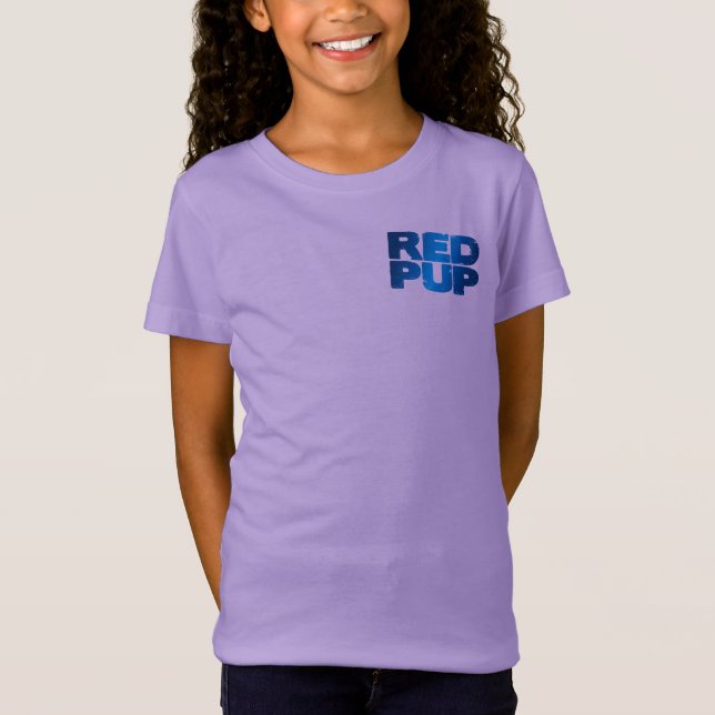 T-Shirt T de la fille rouge de chiot (Devant)