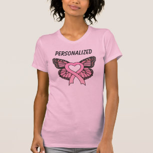 T-shirt T de ruban de papillon des femmes roses