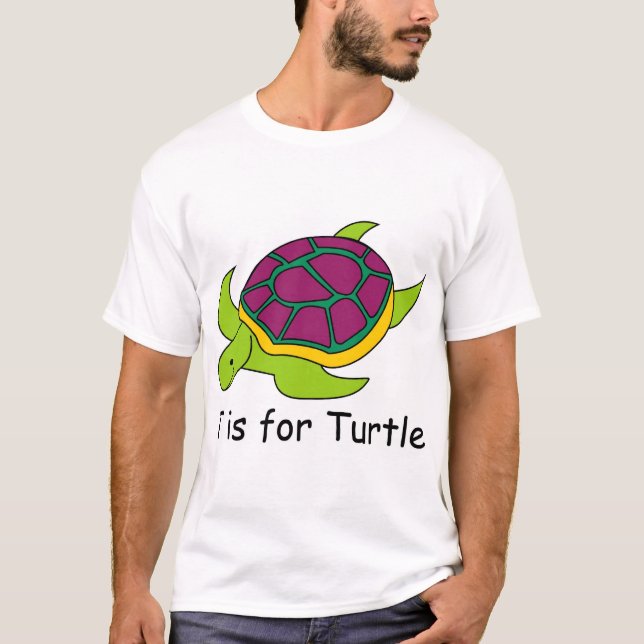 T-shirt T est pour la tortue (Devant)