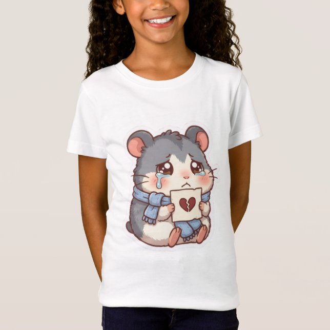 T-Shirt T Fun Crying Chibi Hamster dévasté Mème Enfants (Devant)