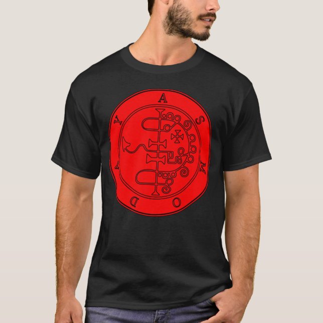 T-shirt T-merde de sigil d'Asmodeus (noir/rouge) (Devant)
