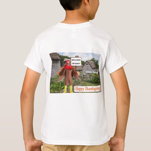 T-shirt t. pour les enfants. Bon thanksgiving. dinde de Ch (Dos)