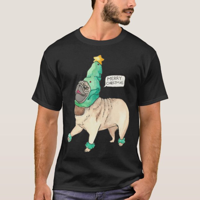 T-shirt T Pug joyeux (Devant)