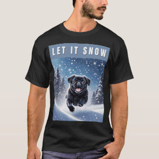 T-shirt T Pug Noir - Laissez-le Neiger