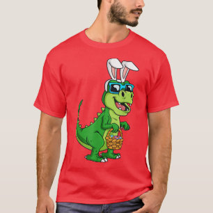 T-shirt T Ré Lapin De Pâques Avec Panier D'Oeufs Dinosaure