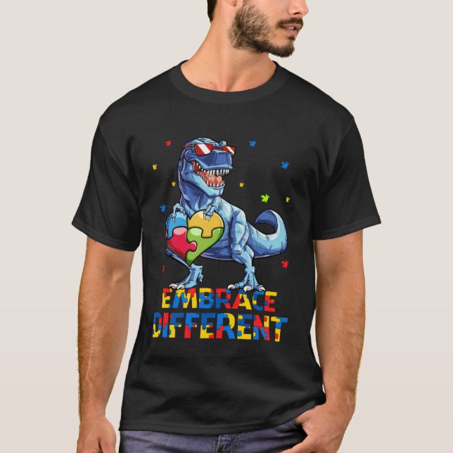 T-shirt T Rex Accepter les Différences Autisme Sensibilisa (Devant)