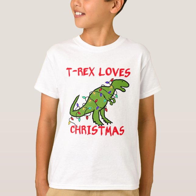 T-shirt T-Rex aime Noël (Devant)