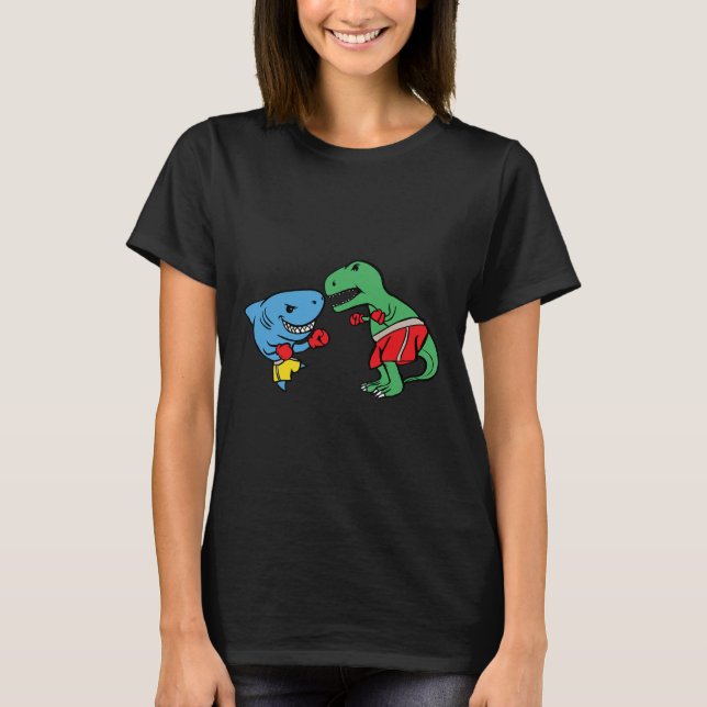T-shirt T-Rex Boxe Punching Requin Dinosaure Drôle de Comb (Devant)