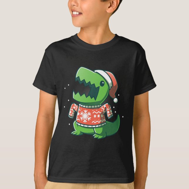 T-shirt T-Rex Christmas Fun Dinosaur Saurus moche (Devant)