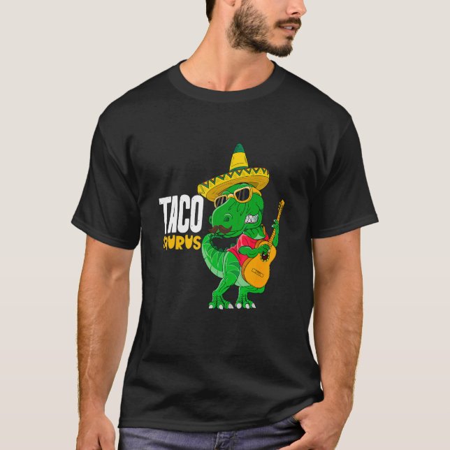 T-shirt T Rex Cinco De Mayo Dinosaur Tacosaurus Guitare So (Devant)