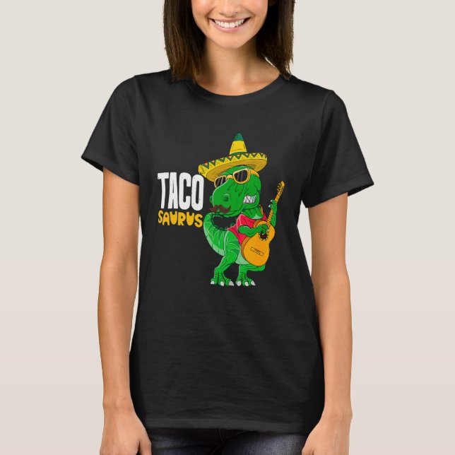 T-shirt T Rex Cinco De Mayo Dinosaur Tacosaurus Guitare So (Devant)