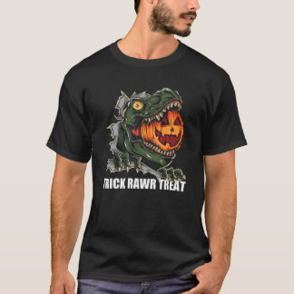 T-shirt T Rex Citrouille Manger Dinosaur Halloween Kids Di