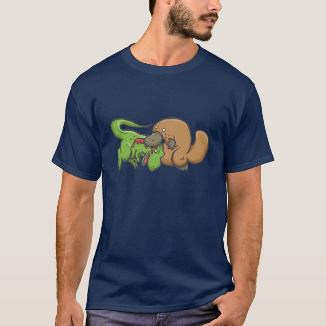 T-shirt T-rex contre l'ornithorynque (Devant)
