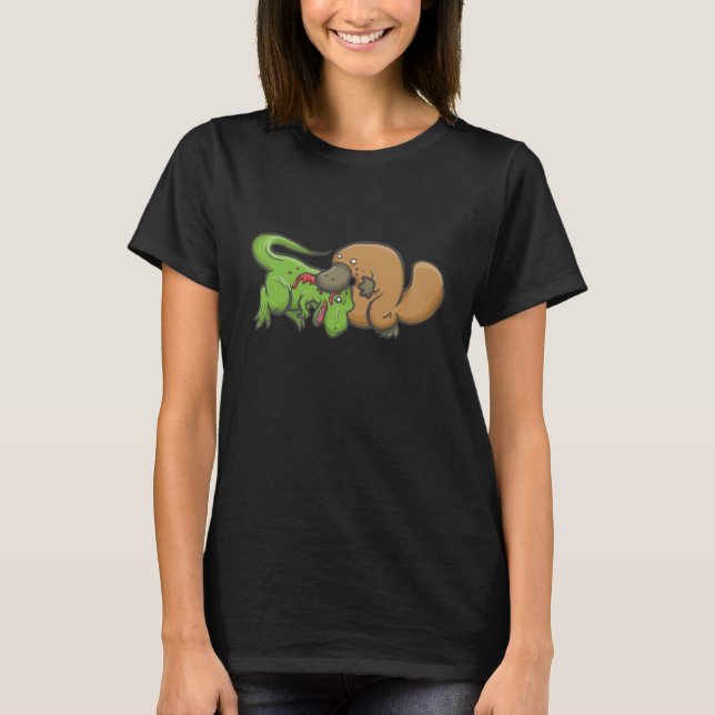 T-shirt T-rex contre l'ornithorynque (Devant)