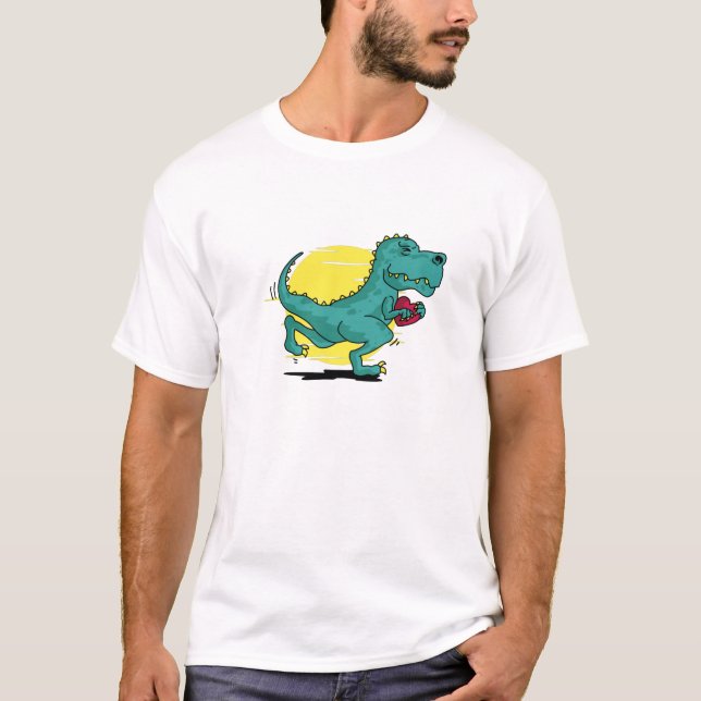 T-shirt T-rex court avec amour (Devant)