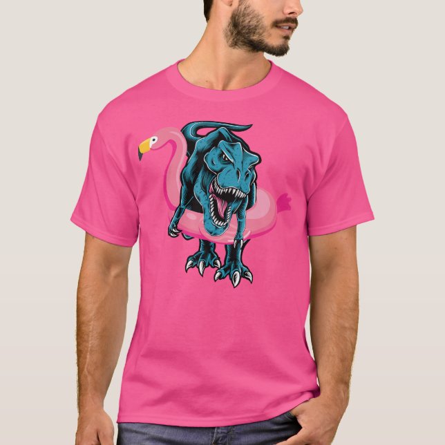 T-shirt T-Rex Dans le Flamant rose Float Funny Pool Party  (Devant)