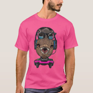 T-shirt T Rex Dino Joueur Ordinateur Jeu Vidéo Diffusion G