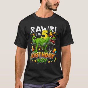 T-shirt T Rex Dino Rawr Im 5 Dinosaur 5E Anniversaire Garç