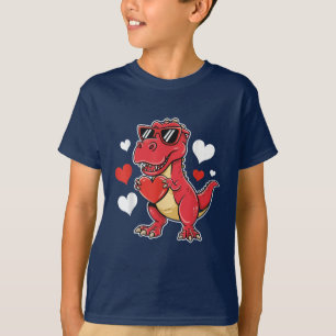 T-shirt T-Rex Dino Saint-Valentin Je Vole des Cœurs
