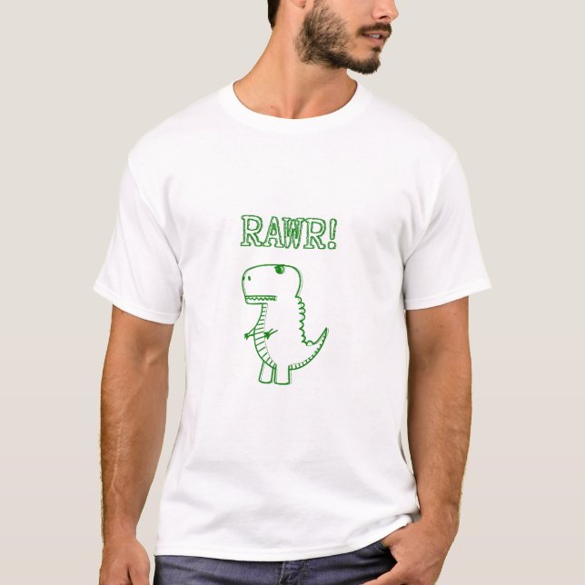 T-shirt T Rex Dino Vert En Colère (Devant)