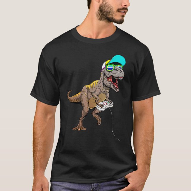 T-shirt T Rex Dinos Gamer Dinosaures Jouer Video Gamer Di (Devant)