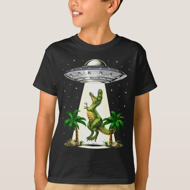 T-shirt T-Rex Dinosaur Alien enlèvement (Devant)