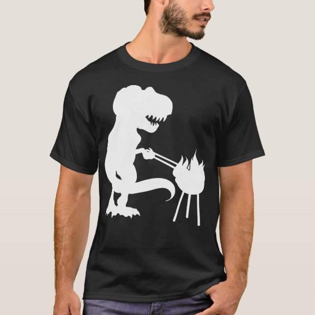 T-shirt T Rex Dinosaur BBQ Grill  Daddysaurus Fathers (Devant)
