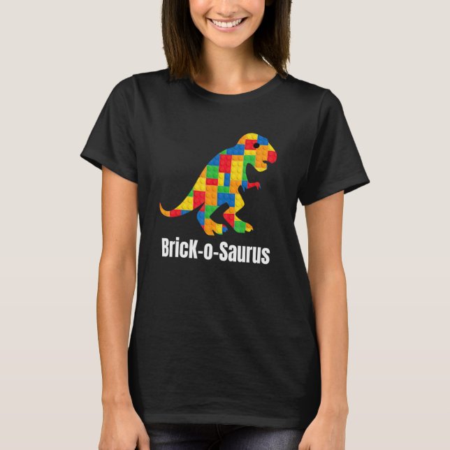 T-shirt T Rex Dinosaur Constructeur de briques pour enfant (Devant)