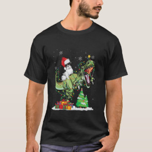 T-shirt T Rex Dinosaur équitation Carlin Noël Père Noël Lo