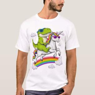 T-shirt T-Rex Dinosaur équitation Unicorn