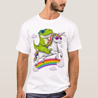 T-shirt T-Rex Dinosaur équitation Unicorn
