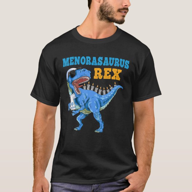T-shirt T Rex Dinosaur Hanoukka Menorasaurus Rex Funny (Devant)