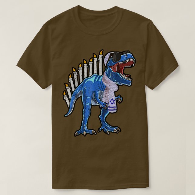 T-shirt T-Rex Dinosaur Menorah Hanoukka Funny Holiday Chan (Design devant)