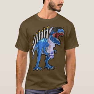T-shirt T-Rex Dinosaur Menorah Hanoukka Funny Holiday Chan