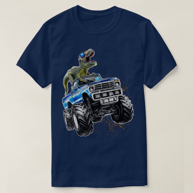 T-shirt T Rex Dinosaur Monster Camion Patriotique Annivers (Design devant)