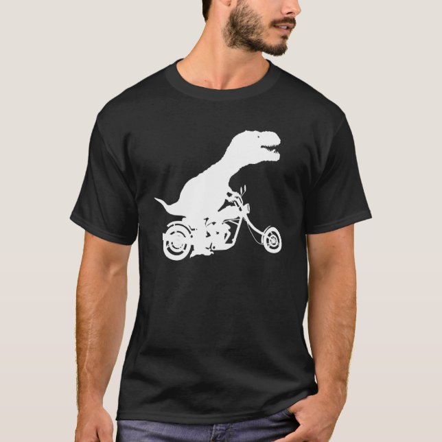 T-shirt T Rex Dinosaur Monter Une Moto À Chopper Pour Sho (Devant)
