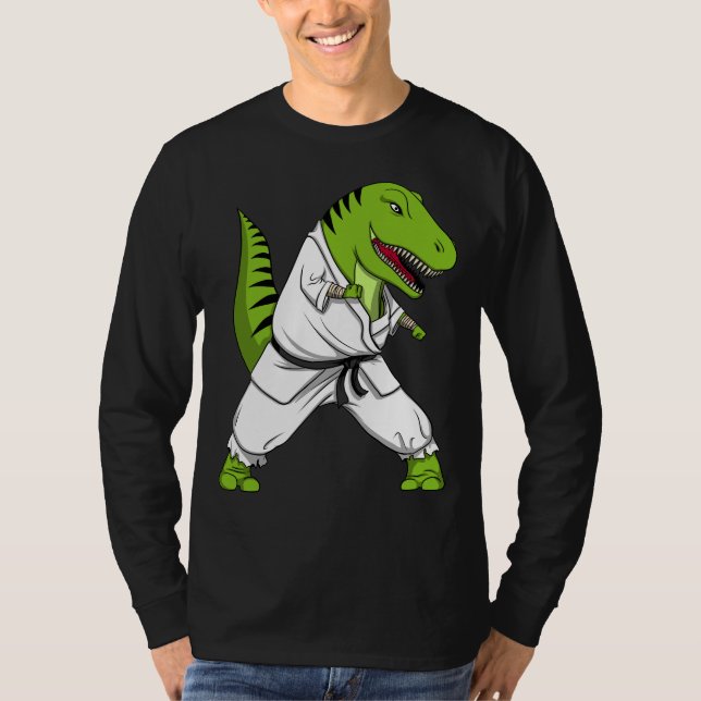 T-shirt T-Rex Dinosaur Ninja Martial Arts Karate (Devant)