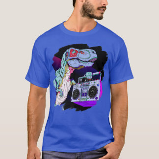 T-shirt T Rex Dinosaur Stéréo Techno Tyrannosaurus Rex Dj