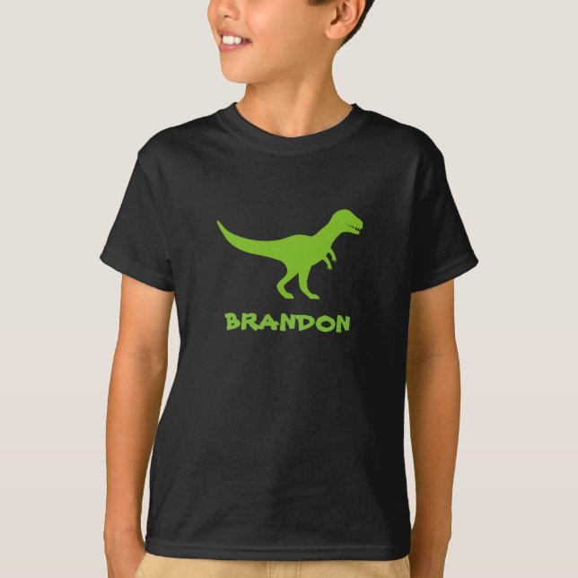 T-shirt T rex dinosaur t shirt personalized with kids name (Devant)
