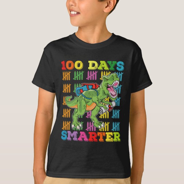 T-shirt T Rex Dinosaure 100 Jours Plus Intelligent École 1 (Devant)