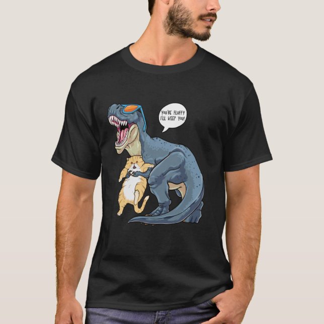 T-shirt T-Rex Dinosaure Chat Persan Drôle T'es Fluffy Je (Devant)