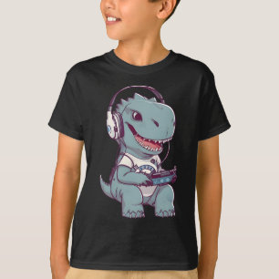 T-shirt T. Rex-dinosaure Jouant au Jeu Vidéo Jeux Joueur 