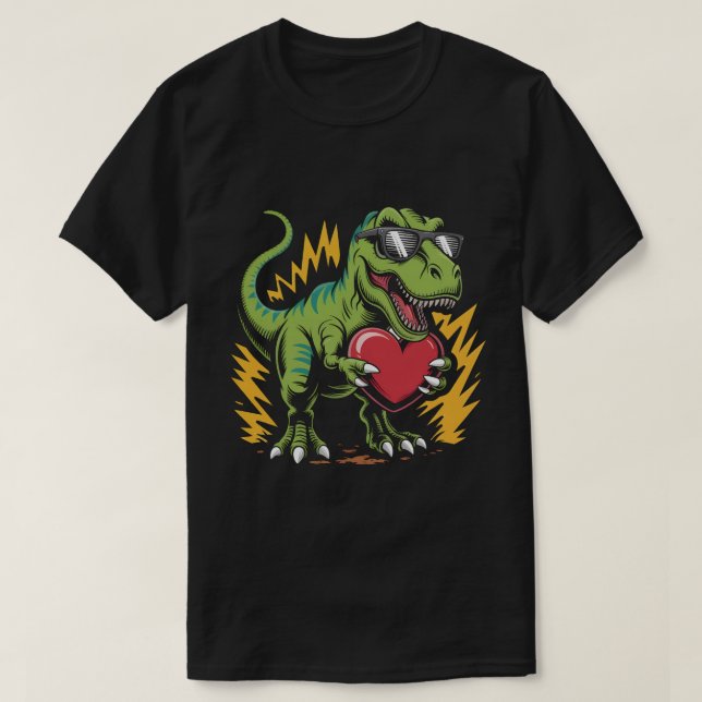 T-shirt T-Rex Dinosaure Lunettes de Soleil Saint-Valentin  (Design devant)