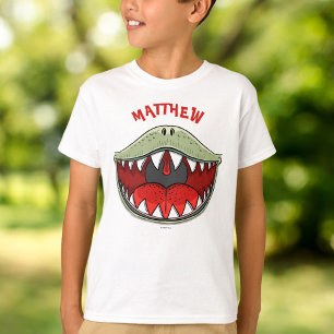T-shirt T-rex Dinosaure Vert Bouche Nom des enfants