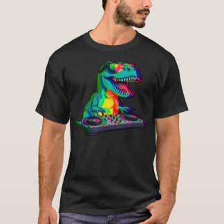 T-shirt T-Rex Dj Illusion D'optique T Rex Dinosaure Dino E